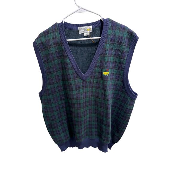 Augusta National Golf Shop Sweater Vest XXL Slazenger Green Plaid Masters Logo - Picture 9 of 15